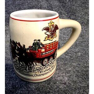 Budweiser Champion Clydesdales Holiday Ceramarte Mug Beer Stein Vintage 1980 NEW